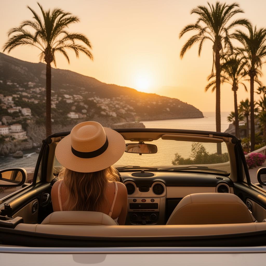 Viaggio in cabriolet lungo la costa estiva